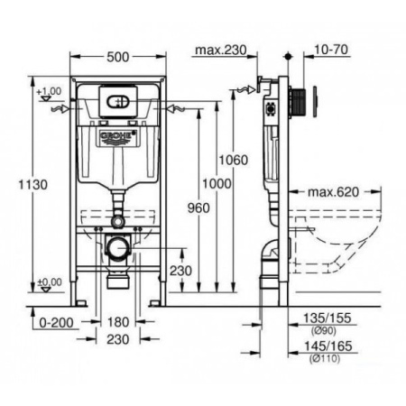 Унитаз подвесной безободковый Grohe Solido Euro Ceramic 39536 000 (39536000) микролифт