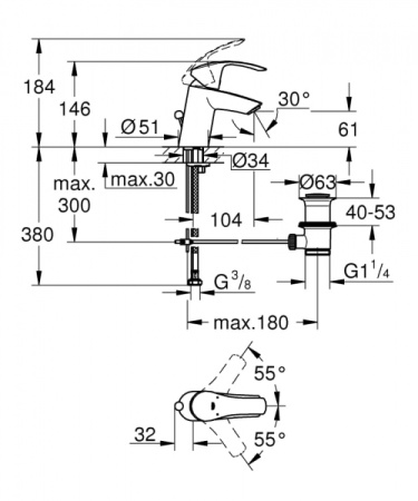 Смеситель для раковины Grohe Eurosmart 23788 002 (23788002) хром