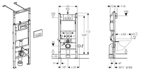 Инсталляция для унитаза Geberit Duofix Plattenbau Delta 51 UP100 458.125.21.1