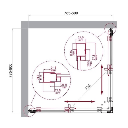 Душевой уголок BelBagno Luce LUCE-A-2-80-C-Cr