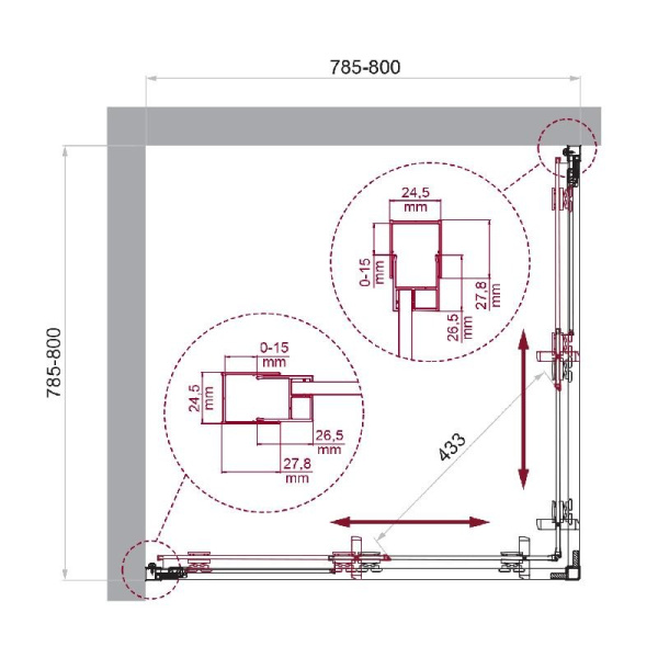 Душевой уголок BelBagno Luce LUCE-A-2-80-C-Cr