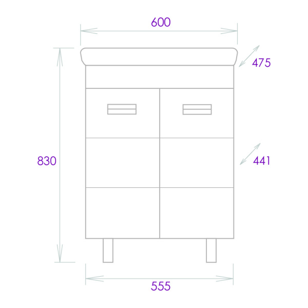 Тумба под раковину напольная Onika Балтика 60 106139