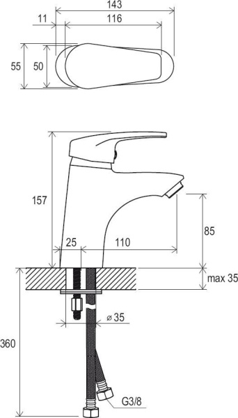 Смеситель для раковины Ravak Neo NO 012.00 X070023