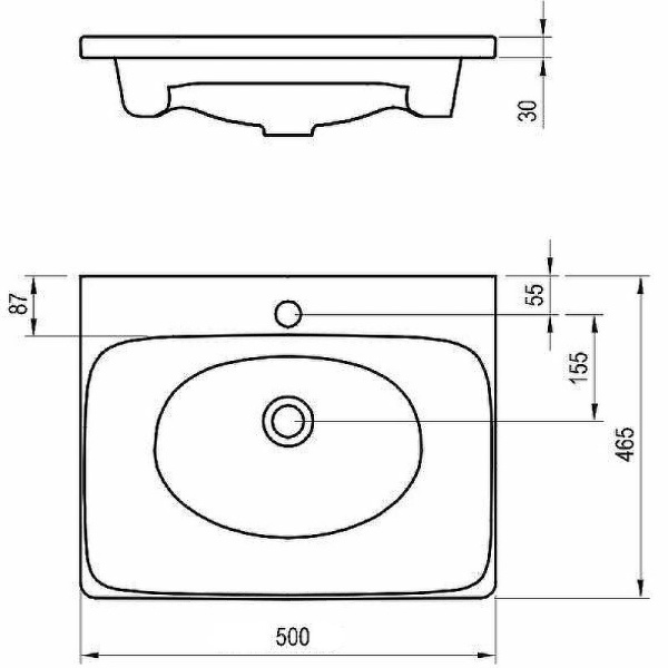 Раковина полувстраиваемая Ravak Balance 50 XJX01250000
