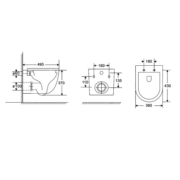 Унитаз подвесной безободковый AQUAme AQM2012
