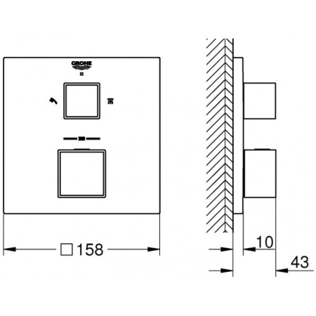 Термостатический смеситель GROHE Grohtherm Cube 24154 DC0 (24154DC0) суперсталь