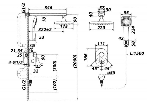 Душевой гарнитур BelBagno Ferrano FER-DIK-CRM