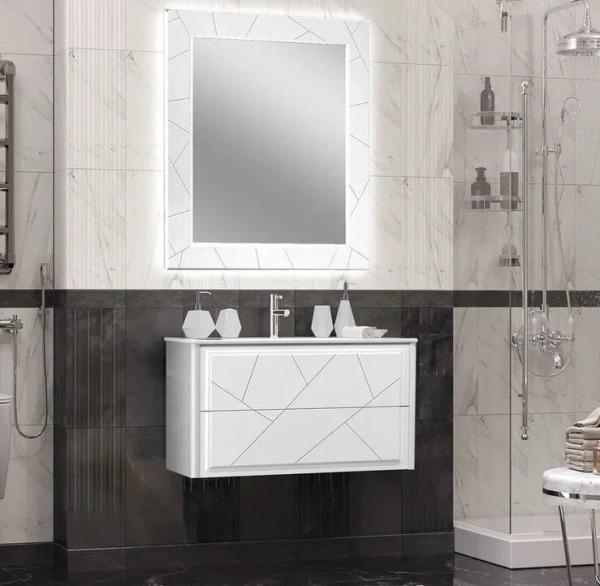 Зеркало Opadiris Луиджи 90 00-00006557  белый матовый