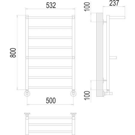 Полотенцесушитель водяной с полкой (50х80) П8 Terminus Аврора 4670078563309