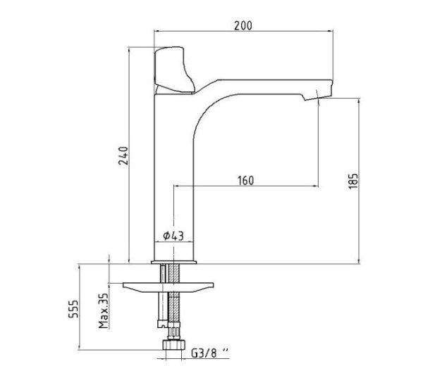 Смеситель для раковины E.C.A. Myra 104508983EX