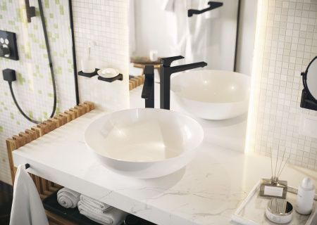 Смеситель для раковины с донным клапаном Push-Open Hansgrohe Metropol 32512670 черный матовый