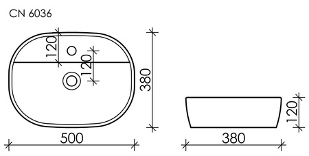 Раковина накладная (50х38) Ceramica Nova ELEMENT CN6036