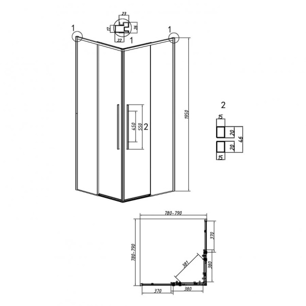 Душевой уголок (80х80) Grossman Galaxy 300.K33.01.8080.21.00