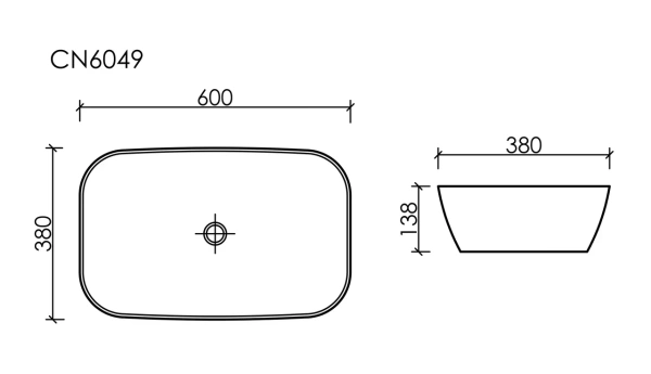 Раковина накладная (60х38) Ceramica Nova ELEMENT CN6049MC