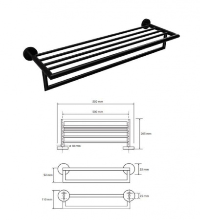 Полочка для полотенец Bemeta Dark 104219070