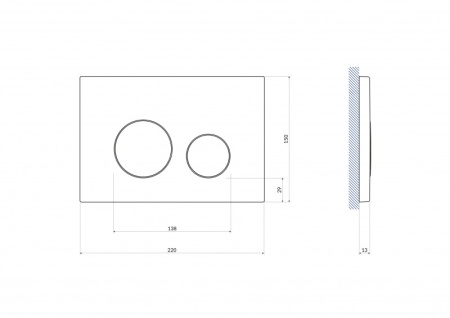 Кнопка Cersanit TWINS пластик черный матовый с рамкой 63534