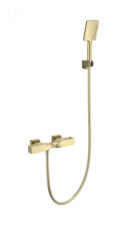 Смеситель для душа с термостатом WONZON & WOGHAND Twist, брашированное золото WW-B2025-A- BG