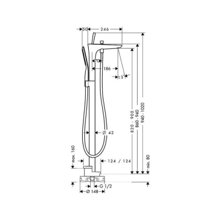 Смеситель для ванны Hansgrohe PuraVida 15473400