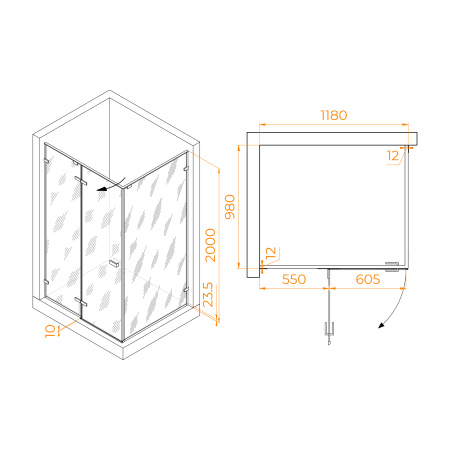Душевой уголок (120х100) RGW Stilvoll SV-040 353204020-11 прозрачное