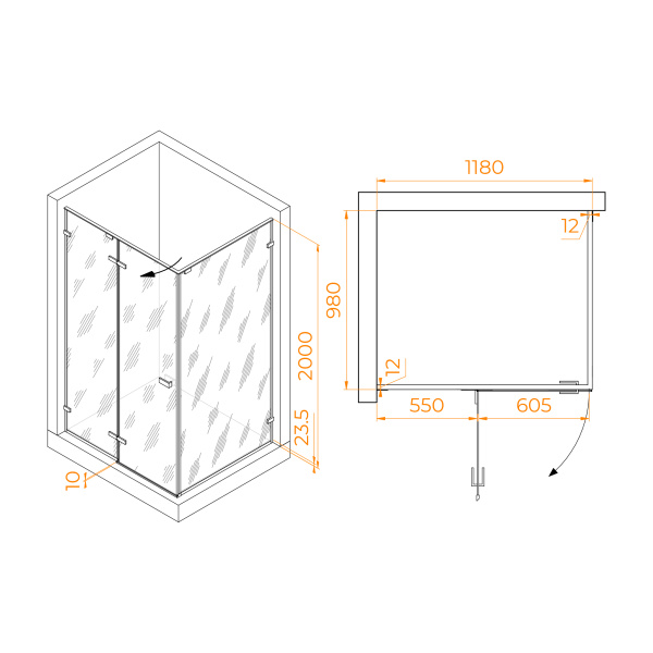 Душевой уголок (120х100) RGW Stilvoll SV-040 353204020-21 матовое