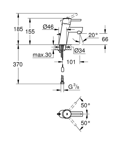 Смеситель для раковины однорычажный Grohe Concetto 32206 10E (3220610E) хром