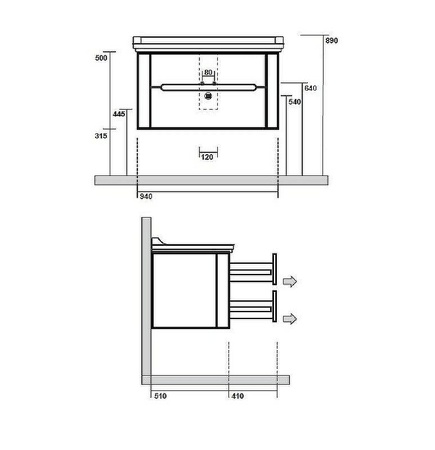 Тумба подвесная без раковины Kerasan Waldorf 925631 Nero matt