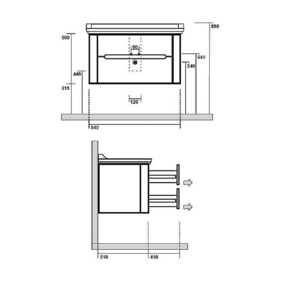 Тумба подвесная без раковины Kerasan Waldorf 925631 Nero matt