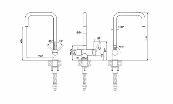 Смеситель для кухни с подключением к фильтру  Paulmark Wetter We213030-GM