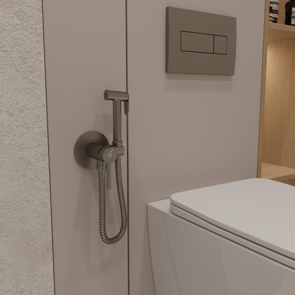 Гигиенический душ со смесителем Oliveeka OL-829902-BGM, матовый оружейный металл