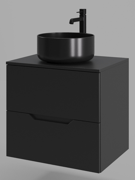Тумба с раковиной подвесная 60 см, Orange Line Li-60TubMDF+B07-345B черный