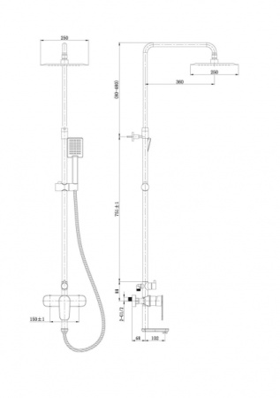Душевая система с изливом Orans OLS-7536
