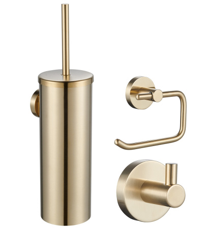 Набор аксессуаров из 3 предметов крючок, держатель для бумаги, ершик WONZON & WOGHAND, брашированное золото WW-8100-G