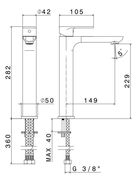 Смеситель для раковины Kerama Marazzi Piano 69315KM.21.018 Смеситель для раковины Kerama Marazzi Piano 69315KM.21.018