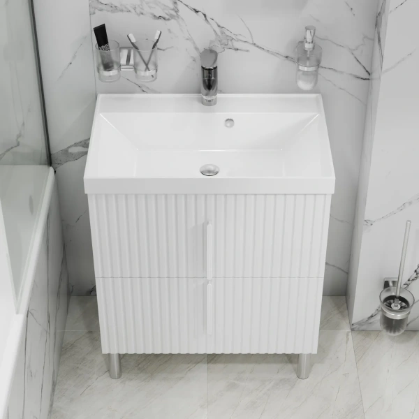 Тумба под раковину Санта Юпитер 700363 белый глянец,  без раковины