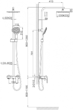 Душевая система D&K Berlin Technische (DA1433715A02)