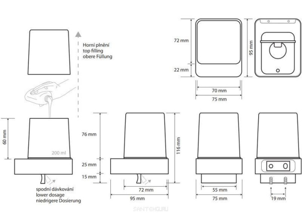 Настенный дозатор для жидкого мылаBemeta Solo 139309312