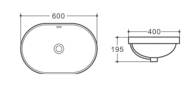 Раковина керамическая полувстраиваемая (60x40) Art&Max AM6360