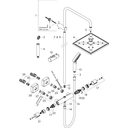 Душевая система Hansgrohe Vernis Blend, Showerpipe 240 1jet EcoSmart  26429670 черный матовый