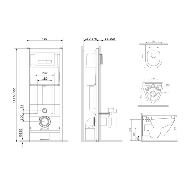 Комплект унитаза с инсталляцией Am.Pm Spirit IS30201.701700