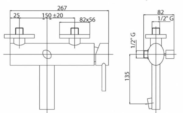 Смеситель для ванны Cezares Garda GARDA-VDM-01-Cr