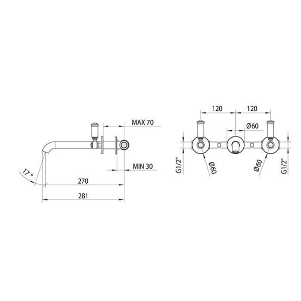 Смеситель для раковины Bossini Liberty Z001303.022 бронза