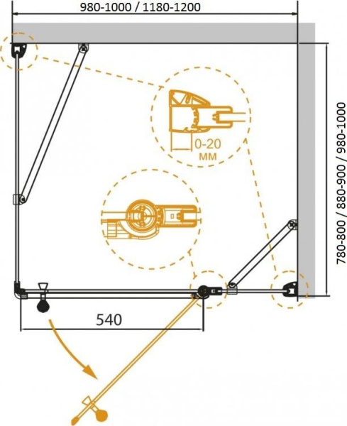 Душевой уголок (100х100) CEZARES Душевой уголок Cezares GIUBILEO-AH-11-100-CP-G-L