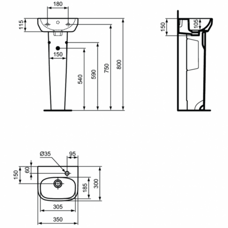 Полупьедестал Ideal Standard i.life A T471401