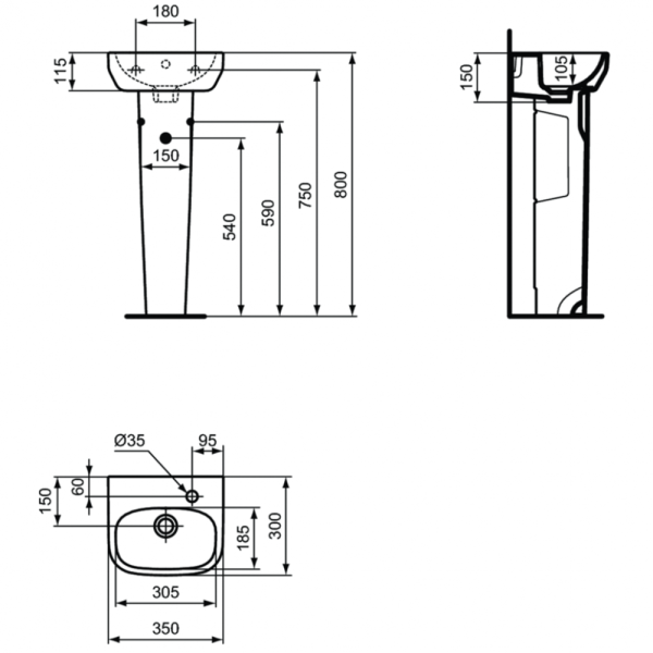 Полупьедестал Ideal Standard i.life A T471401 Полупьедестал Ideal Standard i.life A T471401