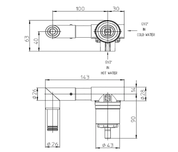Встраиваемая часть смесителя для раковины Bossini Apice Z00548000