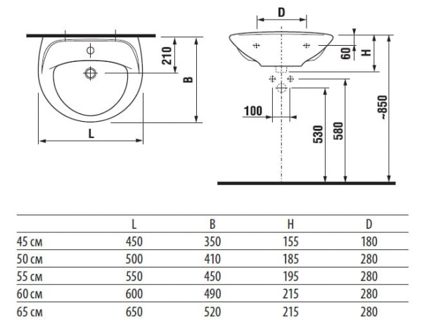 Раковина JIKA LYRA (50x41 см) 1427.0.000.104.9