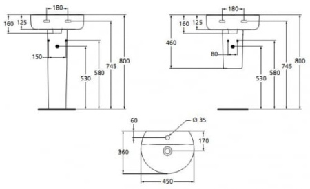 Раковина подвесная Ideal Standard Connect Sphere E805701 (450x360 мм)