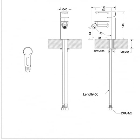 Смеситель для биде Bravat STREAM-D ST-D 1645 (F337163C)