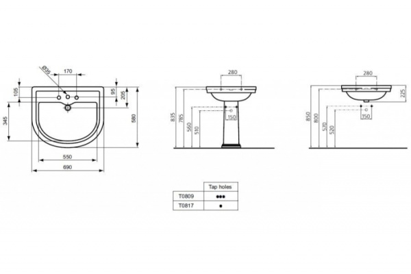 Раковина Ideal standard Calla T081761