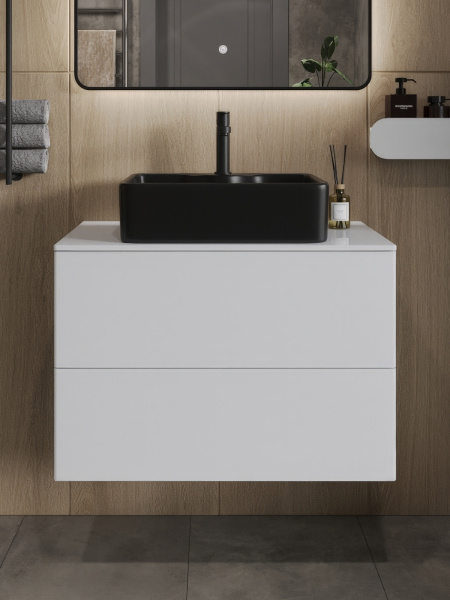 Тумба с раковиной подвесная 75 см, Orange Otto Ot-75TuMDF+B01-475MB белый глянец